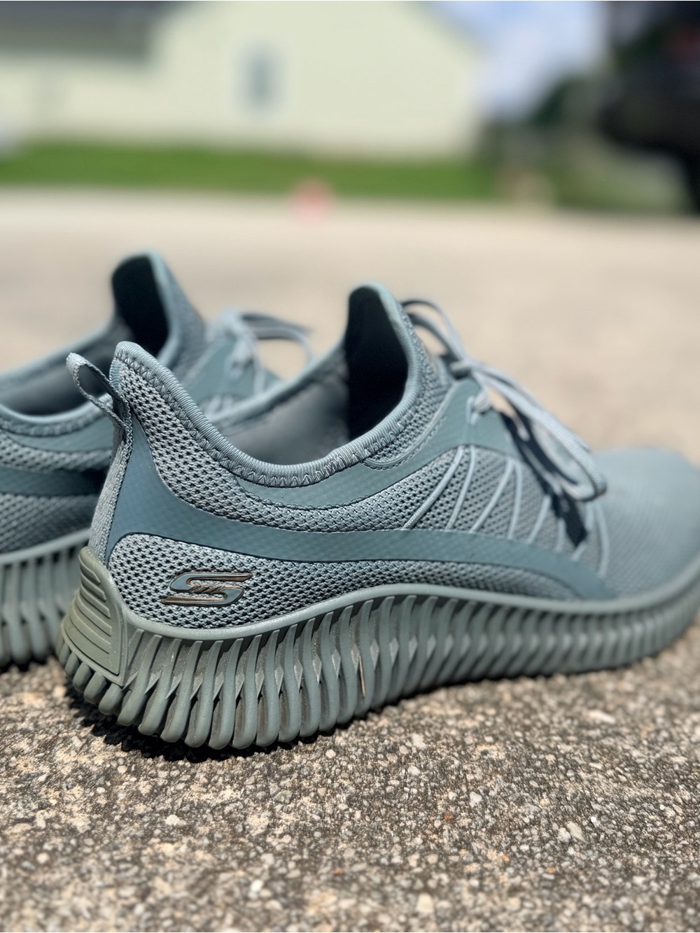Skechers Women's Sage Green Athletic Lace-Up Mesh Sneakers